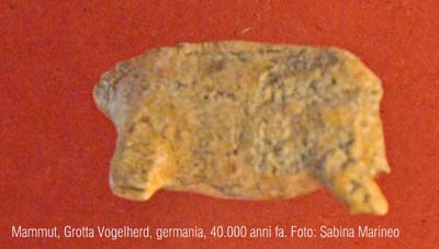 mammut, Grotta Vogelherd, Germania. 40.000 anni fa. foto - sabina marineo