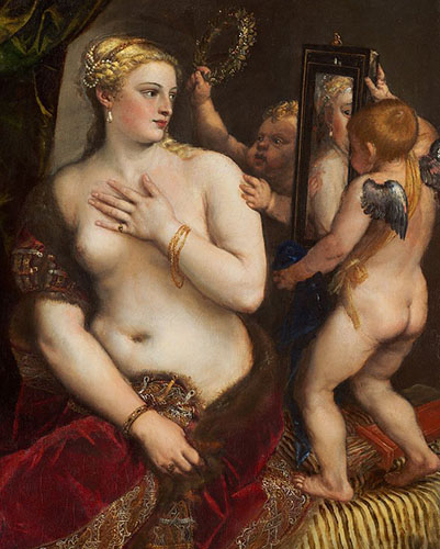 Madonna Angela, la ricca vedova de La Venexiana? Lo splendido dipinto è la Venere allo specchio di Tiziano.